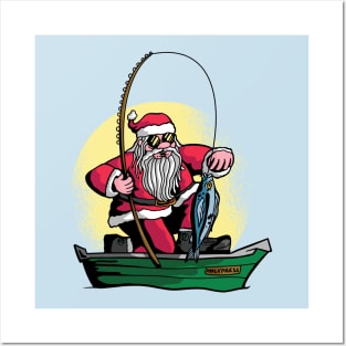 Fishing Santa Posters and Art